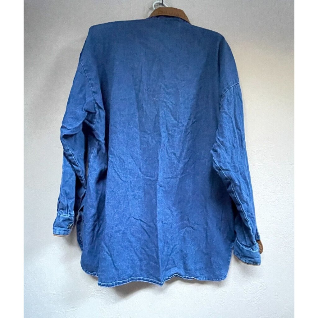Circle T Womens Button-Front Denim Western Shirt Jacket Blue Lightweight